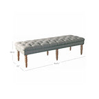 Grey Button-Tufted Upholstered Bench with Distressed Wood Legs