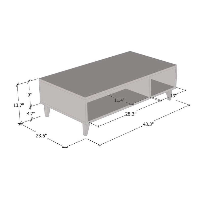 43-Inch Modern Matte Coffee and End Table