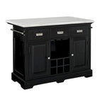 Marble Top Kitchen Island with Wine and Stemware Storage