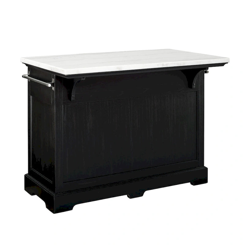 Marble Top Kitchen Island with Wine and Stemware Storage
