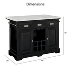 Marble Top Kitchen Island with Wine and Stemware Storage