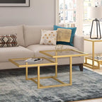 Two-Tier Gold Coffee Table with Tempered Glass