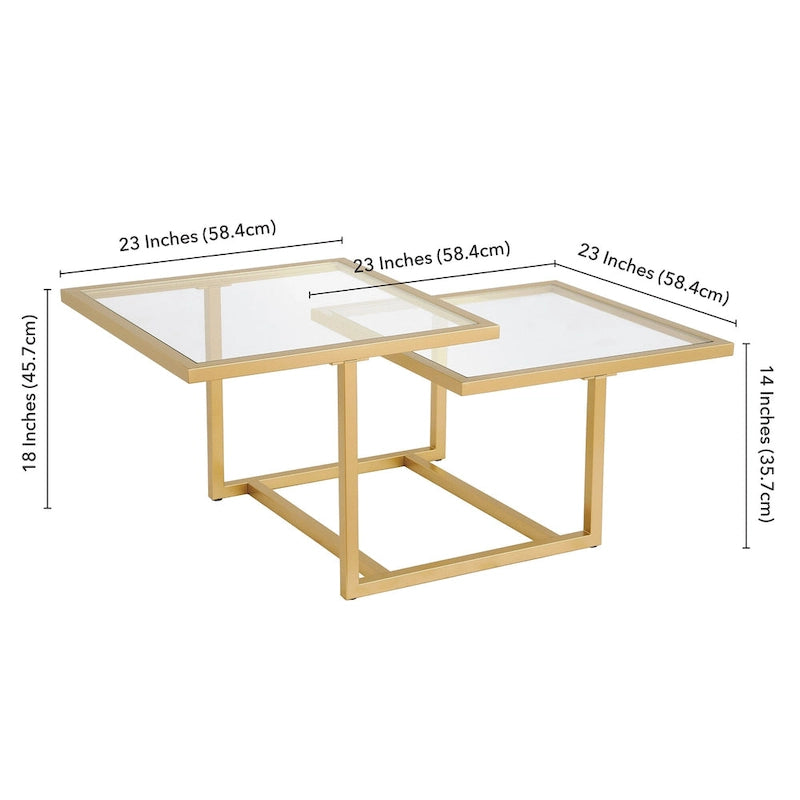 Two-Tier Gold Coffee Table with Tempered Glass