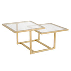 Two-Tier Gold Coffee Table with Tempered Glass