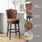 Upholstered Wood Swivel Stool with Arched Back