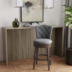Upholstered Wood Swivel Stool with Arched Back