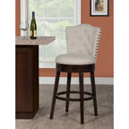 Upholstered Wood Swivel Stool with Arched Back