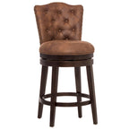 Upholstered Wood Swivel Stool with Arched Back