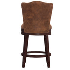 Upholstered Wood Swivel Stool with Arched Back