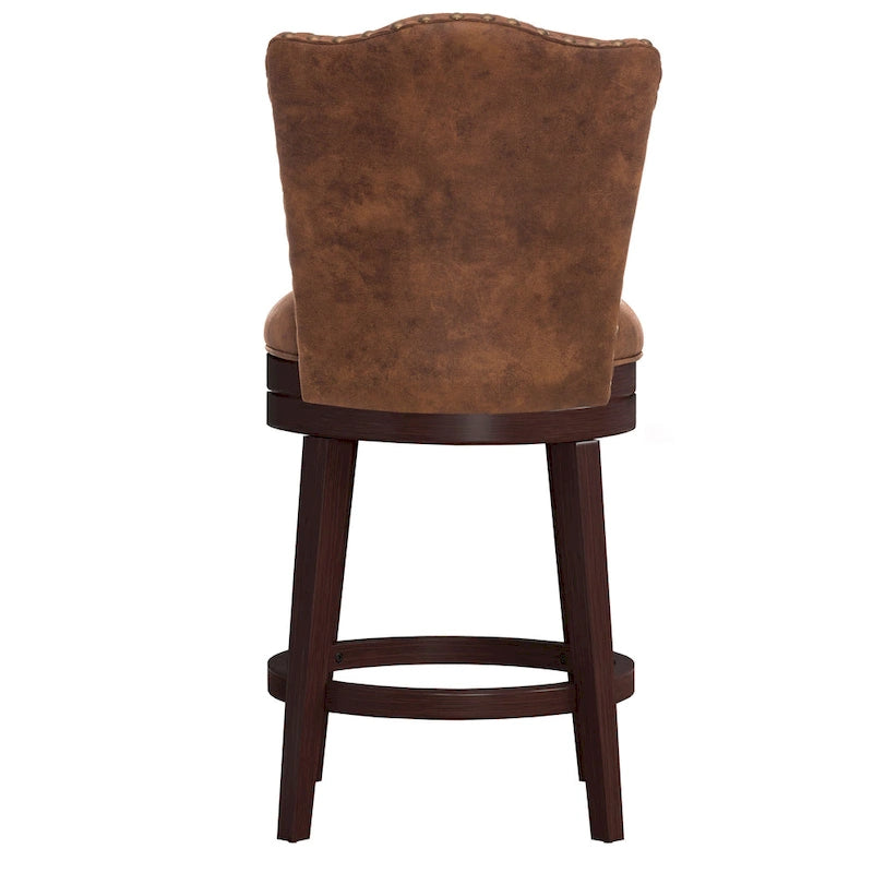 Upholstered Wood Swivel Stool with Arched Back
