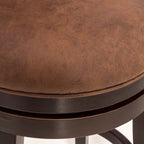 Upholstered Wood Swivel Stool with Arched Back