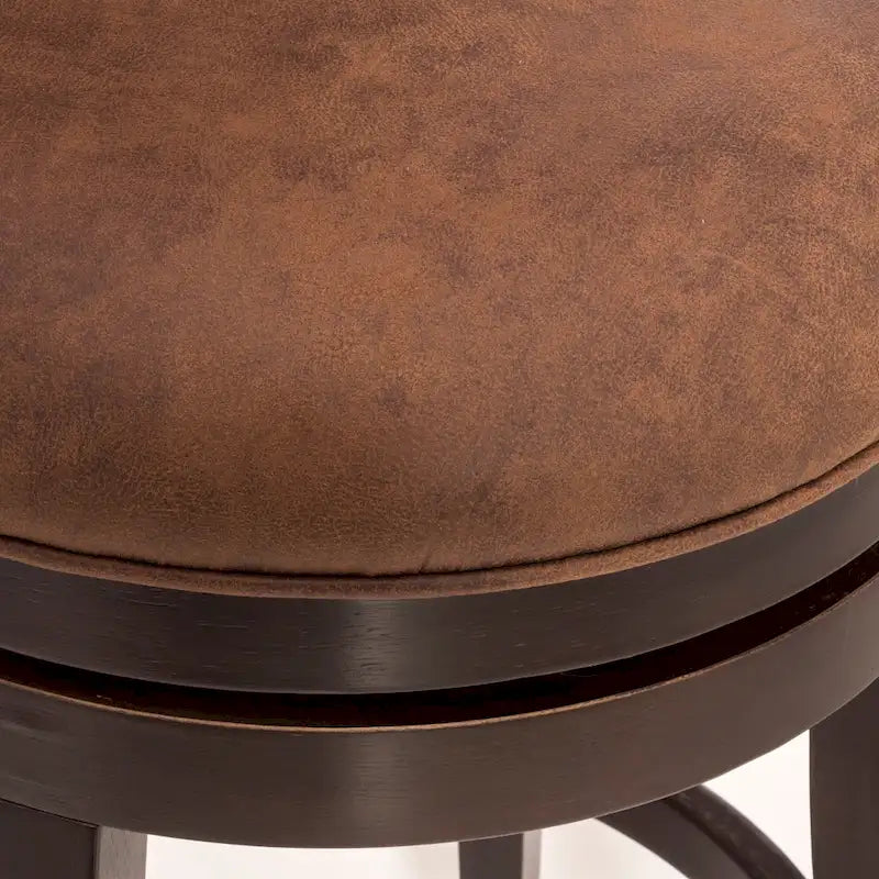 Upholstered Wood Swivel Stool with Arched Back
