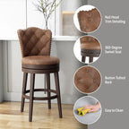 Upholstered Wood Swivel Stool with Arched Back