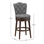 Upholstered Wood Swivel Stool with Arched Back