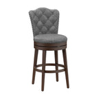 Upholstered Wood Swivel Stool with Arched Back