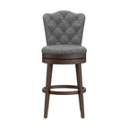 Upholstered Wood Swivel Stool with Arched Back