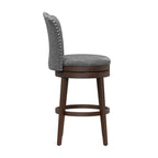 Upholstered Wood Swivel Stool with Arched Back