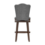 Upholstered Wood Swivel Stool with Arched Back