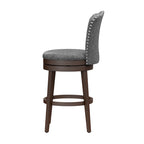 Upholstered Wood Swivel Stool with Arched Back