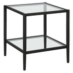 Mesa auxiliar quadrada de 20 de largura com prateleira transparente