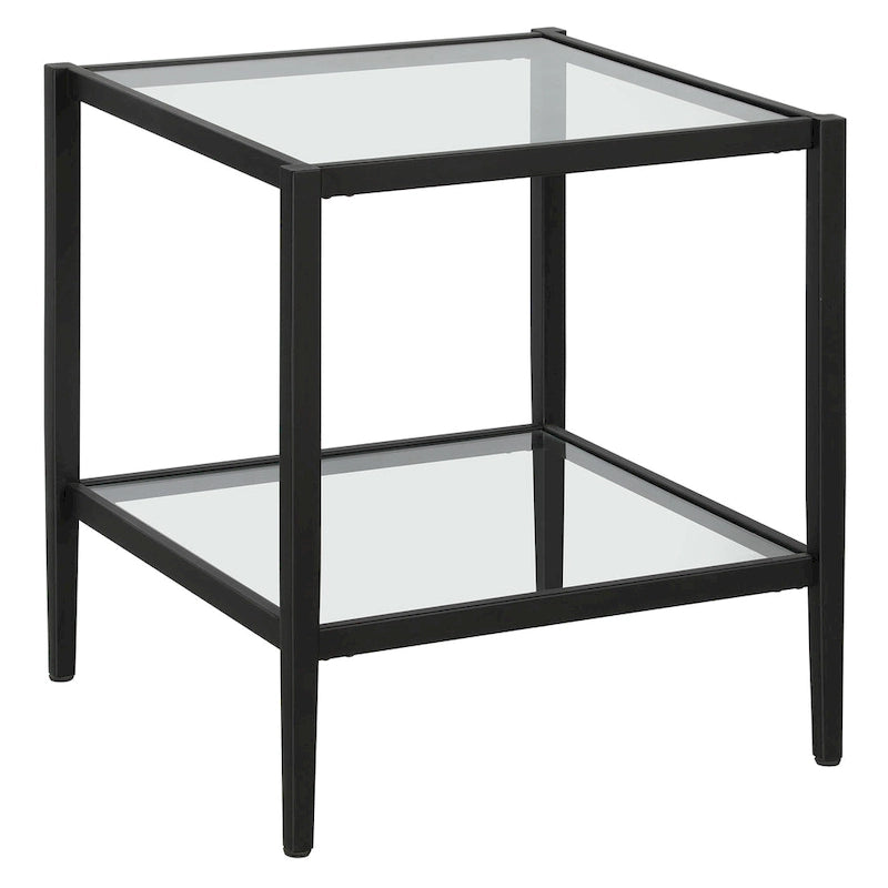 20 Wide Square Side Table with Clear Shelf