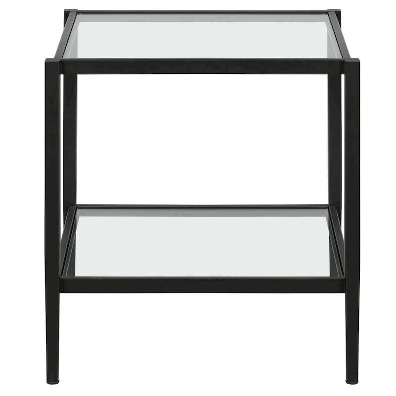 Mesa auxiliar quadrada de 20 de largura com prateleira transparente