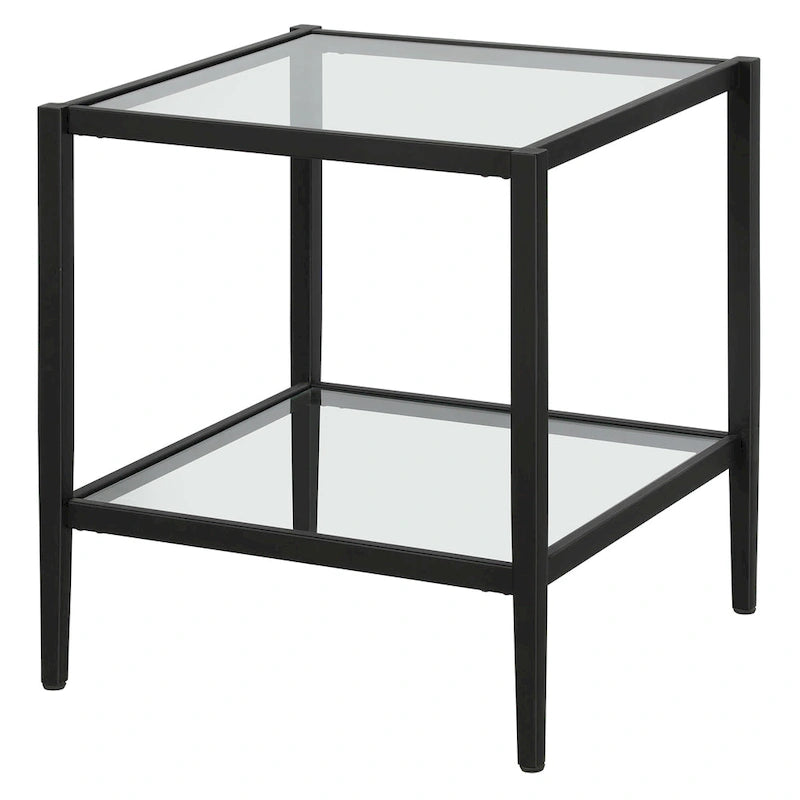 Mesa auxiliar quadrada de 20 de largura com prateleira transparente