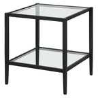 Mesa auxiliar quadrada de 20 de largura com prateleira transparente