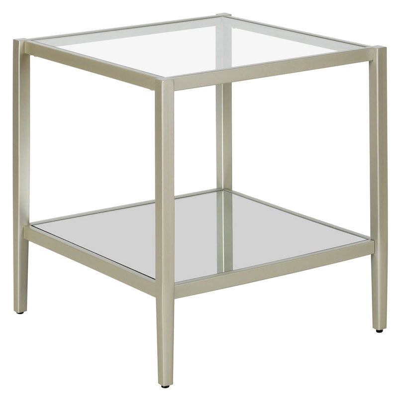 Mesa auxiliar quadrada de 20 de largura com prateleira transparente