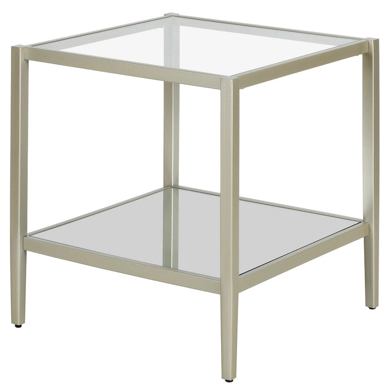 Mesa auxiliar quadrada de 20 de largura com prateleira transparente