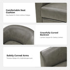 Modern Swivel Barrel Faux Leather Chair with Solid Wood Base