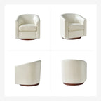 Modern Swivel Barrel Faux Leather Chair with Solid Wood Base