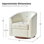 Modern Swivel Barrel Faux Leather Chair with Solid Wood Base