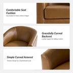 Modern Swivel Barrel Faux Leather Chair with Solid Wood Base