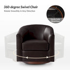 Modern Swivel Barrel Faux Leather Chair with Solid Wood Base