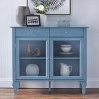 Glass Front Buffet Sideboard with Adjustable Shelves