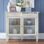 Glass Front Buffet Sideboard with Adjustable Shelves