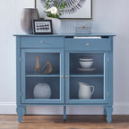Glass Front Buffet Sideboard with Adjustable Shelves
