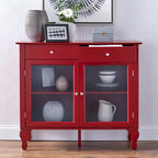 Glass Front Buffet Sideboard with Adjustable Shelves