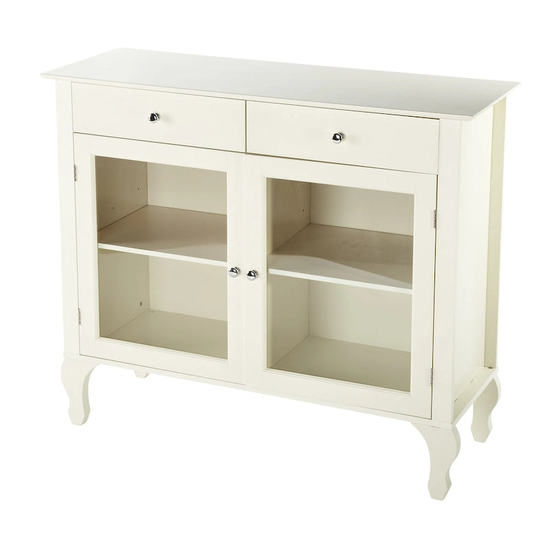Glass Front Buffet Sideboard with Adjustable Shelves