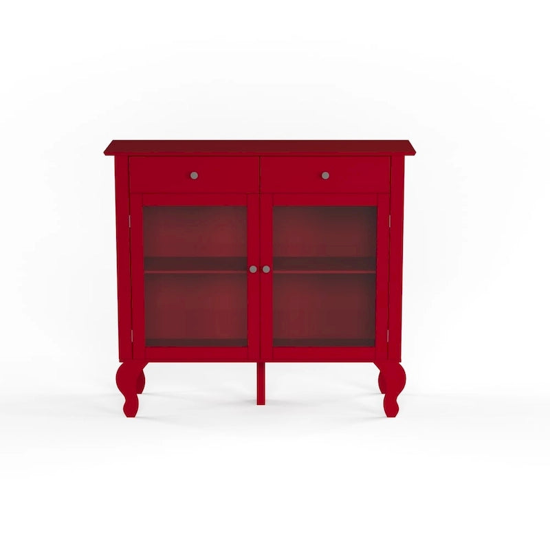 Glass Front Buffet Sideboard with Adjustable Shelves