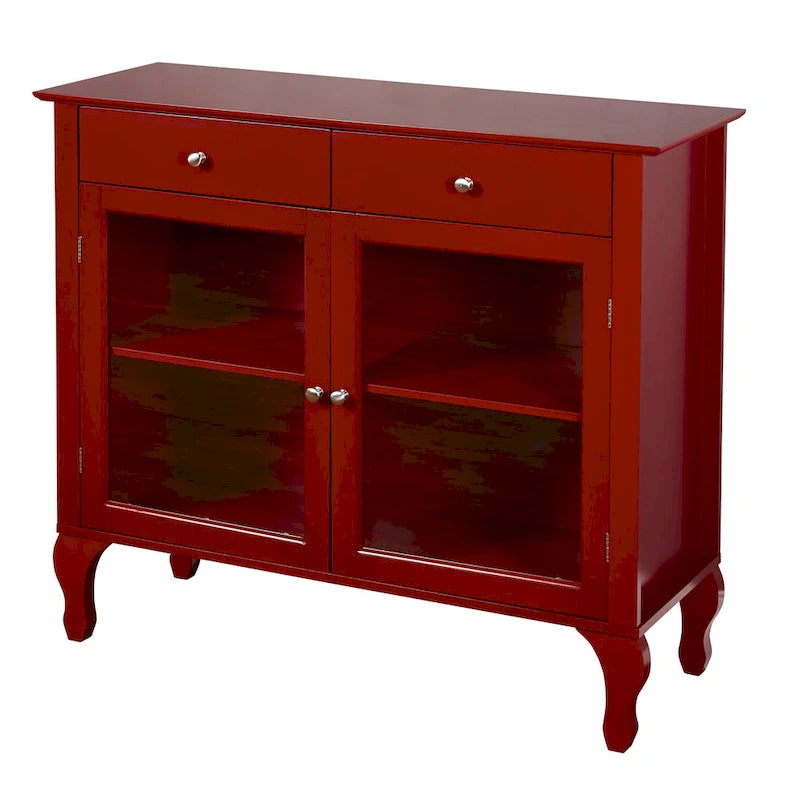 Glass Front Buffet Sideboard with Adjustable Shelves