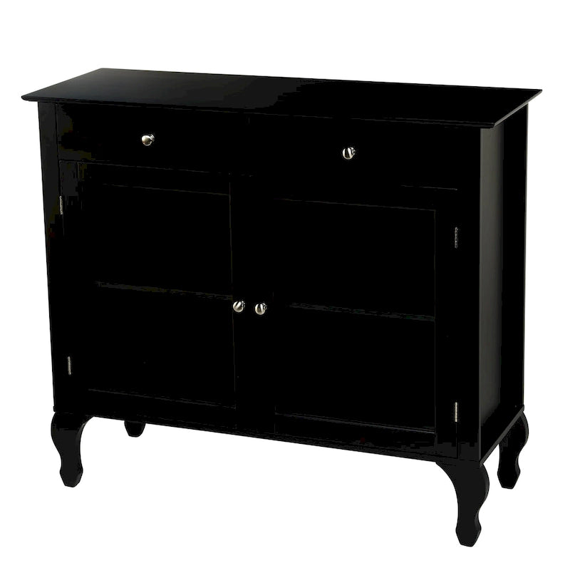 Glass Front Buffet Sideboard with Adjustable Shelves