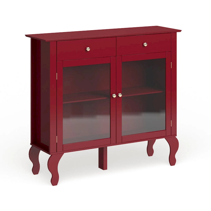 Glass Front Buffet Sideboard with Adjustable Shelves