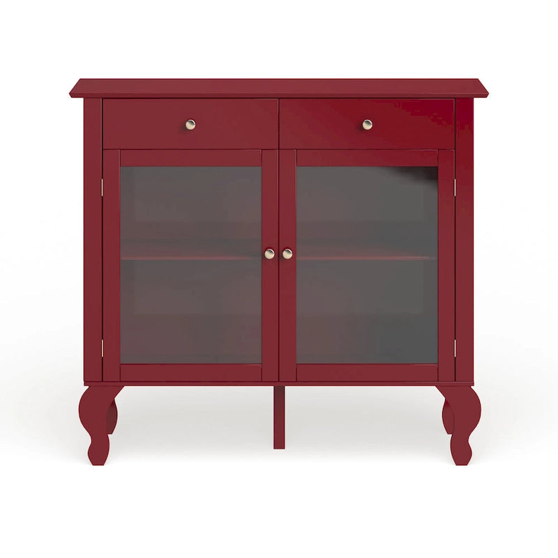 Glass Front Buffet Sideboard with Adjustable Shelves