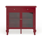 Glass Front Buffet Sideboard with Adjustable Shelves