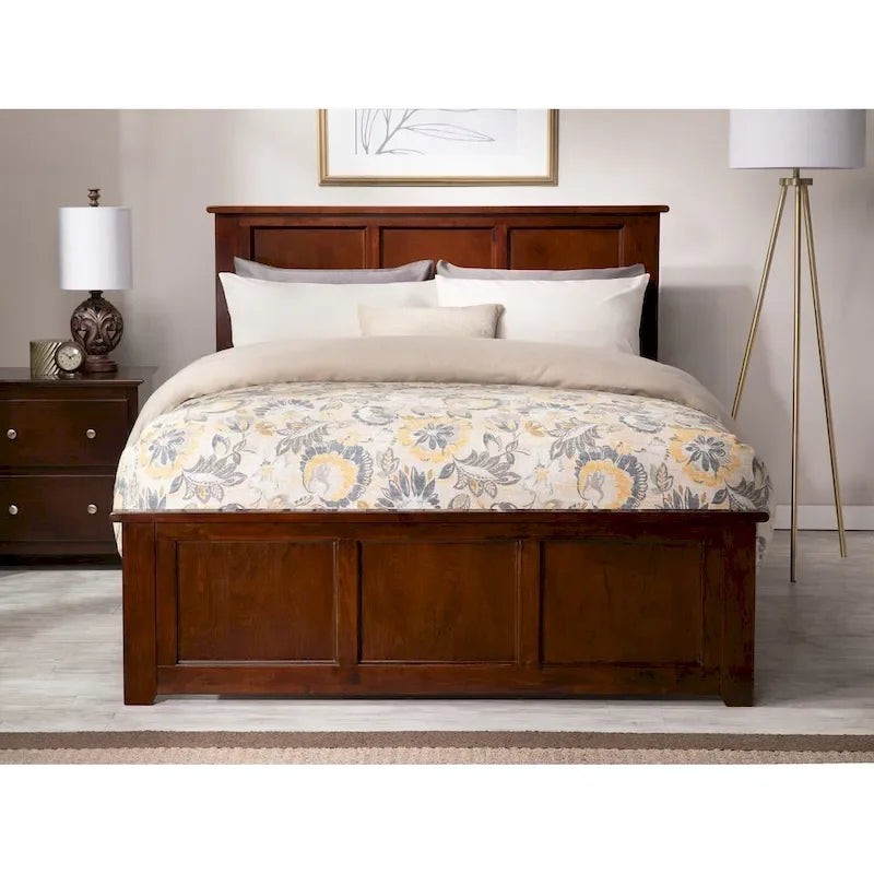 Queen Foundation Bed Frame with Matching Footboard in Walnut