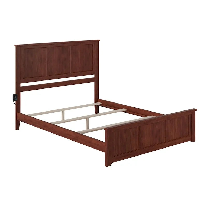 Estrutura de cama Queen com peseira a condizer em nogueira