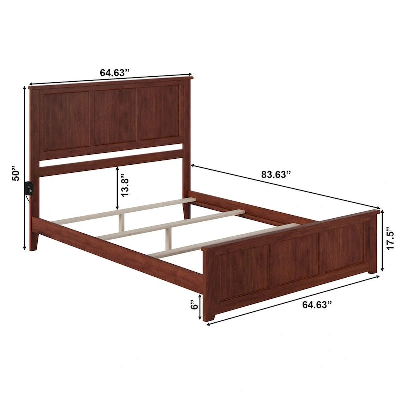 Queen Foundation Bed Frame with Matching Footboard in Walnut