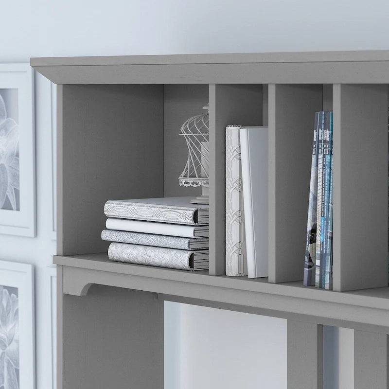 60W L-Shaped Desk with Hutch and Bookcase